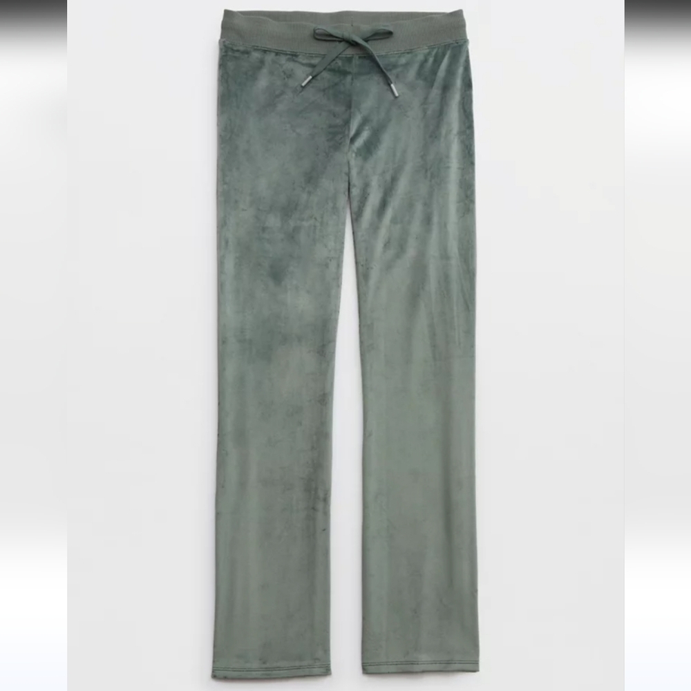 Aerie Sage Green Velour Track Pants Super Soft Size L